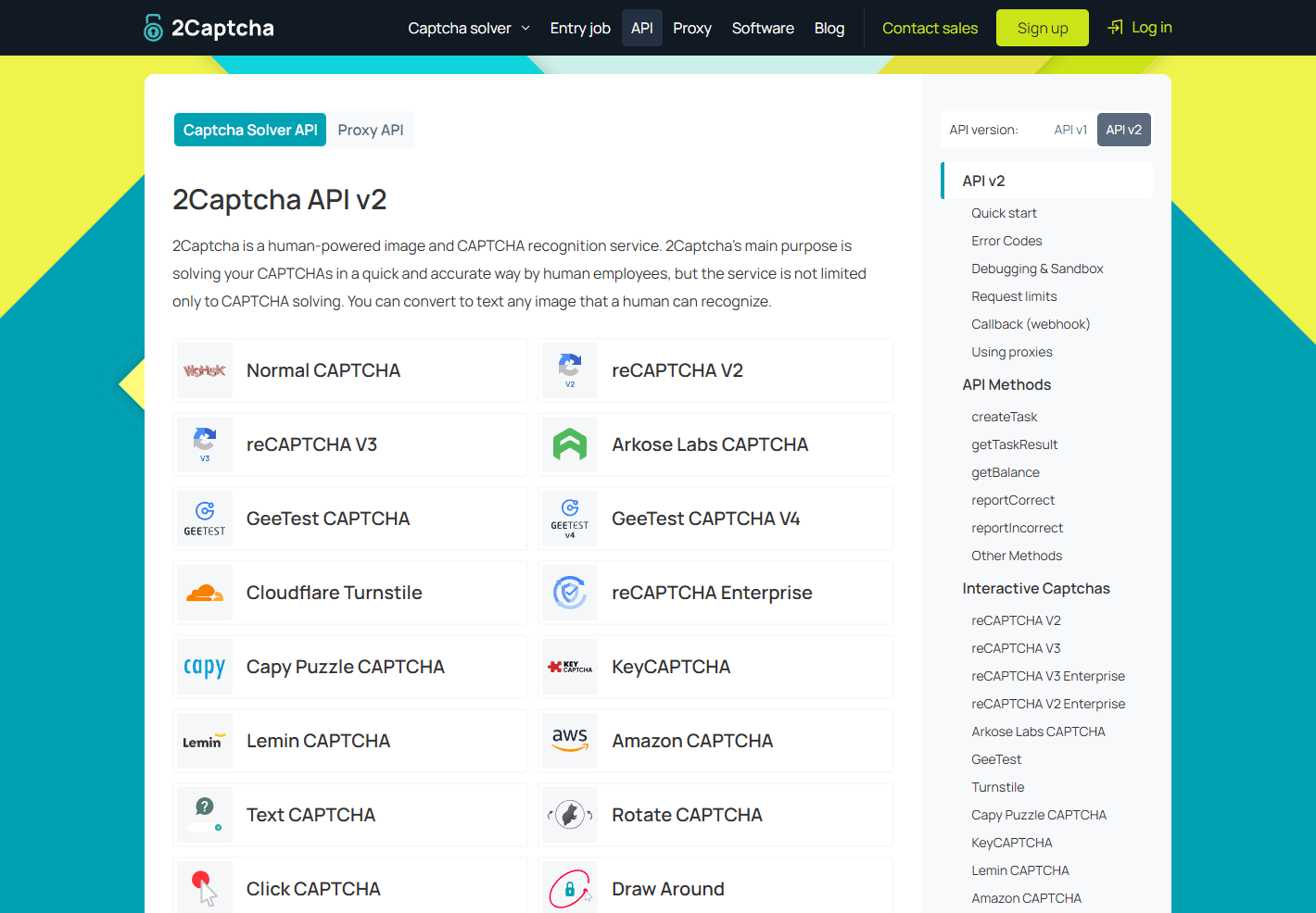 2Captcha solving service with diverse support